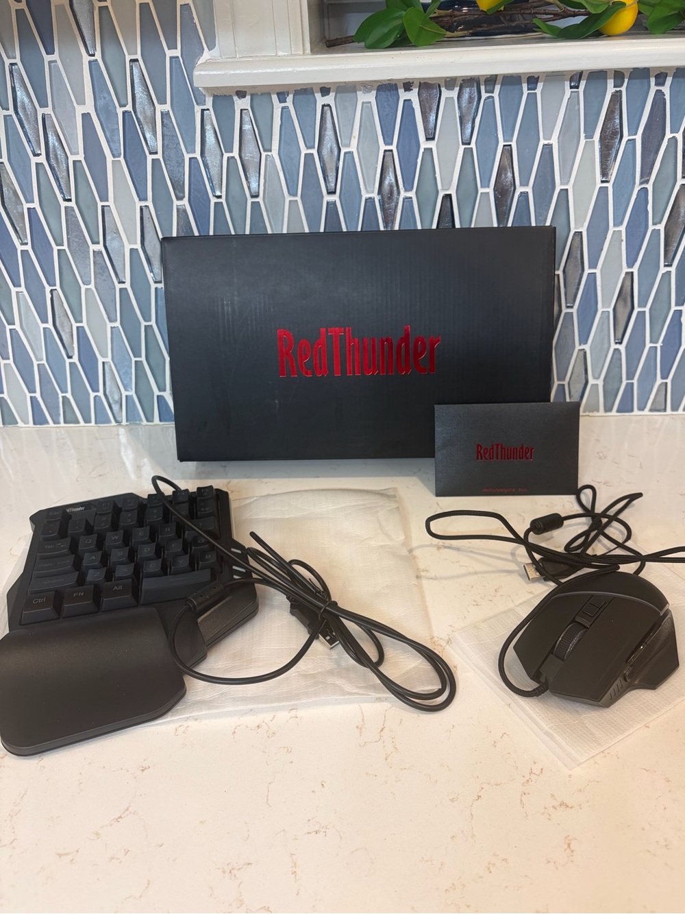 RedThunder One-Handed RGB Gaming Keyboard and Mouse Combo, 35 Keys
